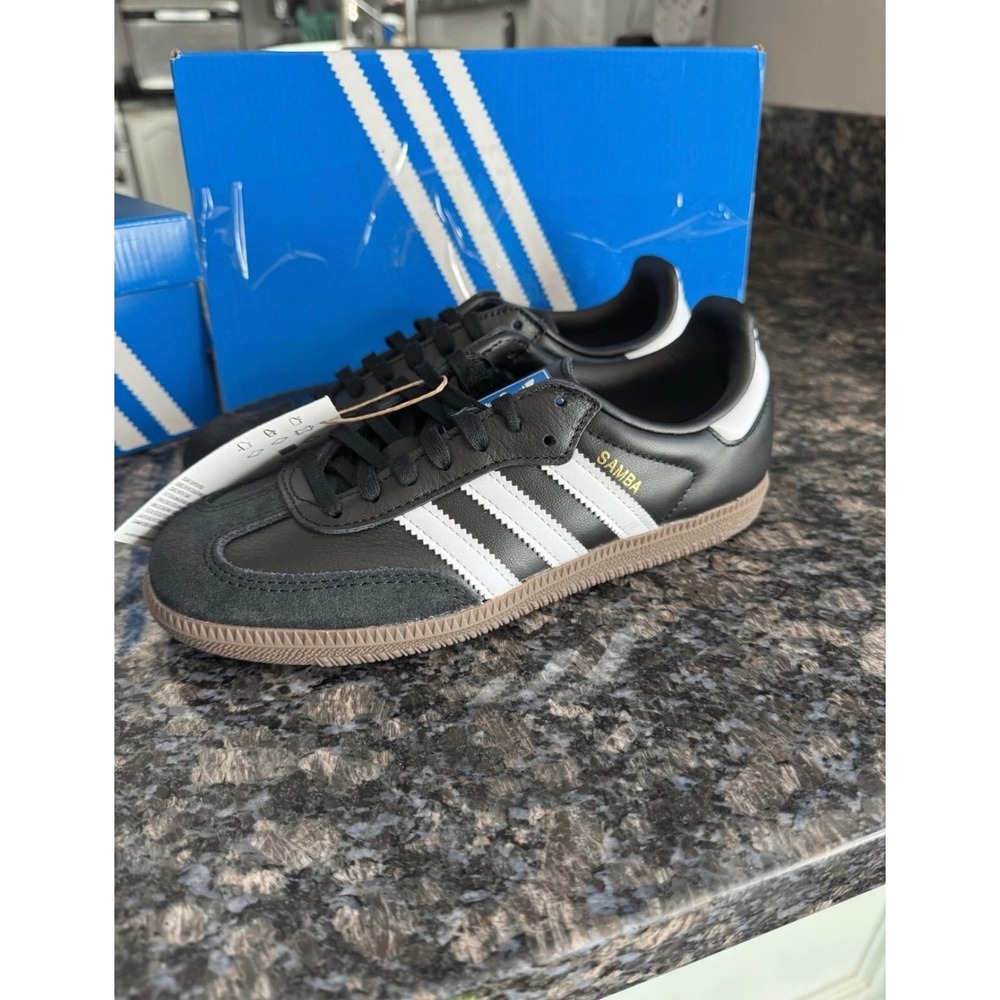 Adidas Samba OG J Core Black White Gum Sole Sneakers IE3676 US 7 Kids Womens 8.5